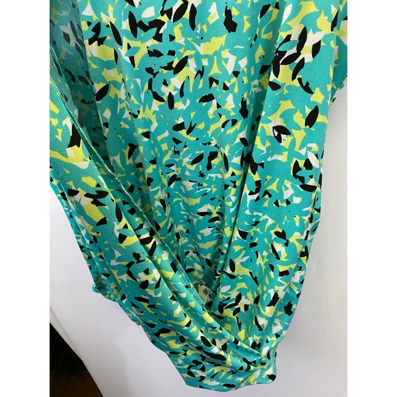Liz Claiborne Abstract Print Sleeveless Wrap Blouse Office Chic Coastal XL - Picture 5 of 6
